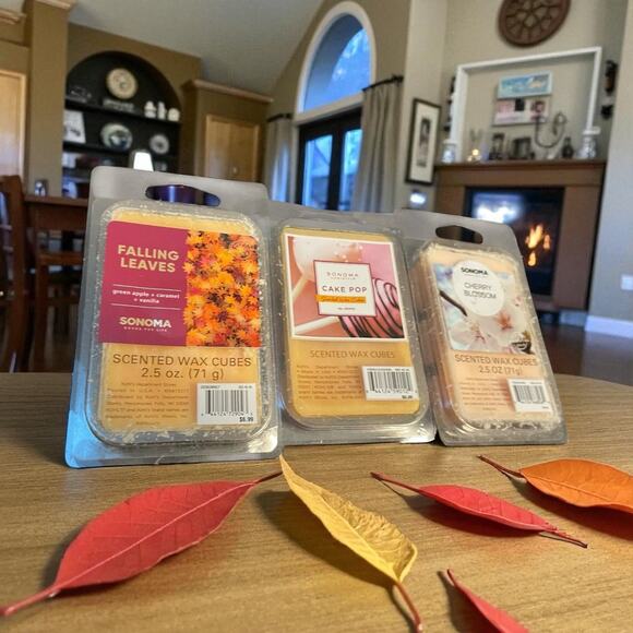 Sonoma Scented Wax Cubes Melts Falling Leaves Cake Pop & Cherry Blossom Lot of 3 - Picture 1 of 10